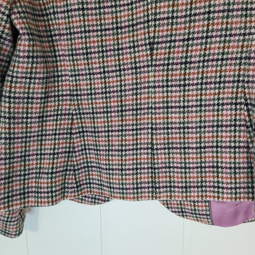 Talbots Beige Houndstooth Owl Print Lined Classic Preppy Blazer Wool 12P - Picture 11 of 14